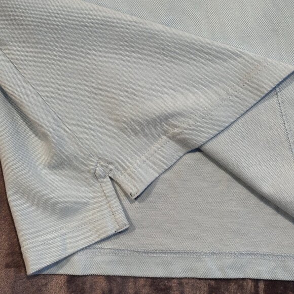 Gavin Bleu Mens Polo Shirt L Blue Short Sleeve Band Collar Button Placket Casual - Picture 7 of 11